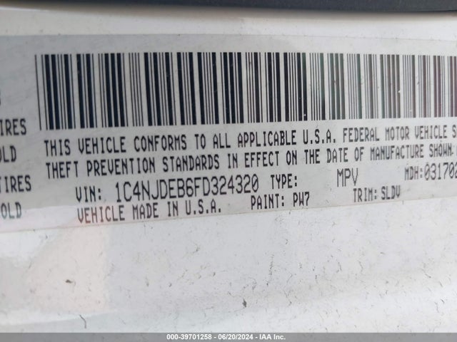 1C4NJDEB6FD324320 Jeep Compass High Altitude Edition