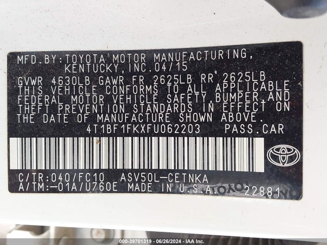 Toyota CAMRY LE 2015 4T1BF1FKXFU062203 Image 9