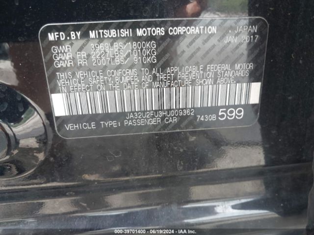 JA32U2FU3HU009362 Mitsubishi Lancer Es/le