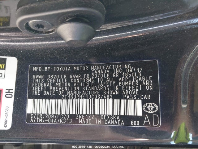 Toyota COROLLA SE 2018 2T1BURHE1JC967483 Image 9