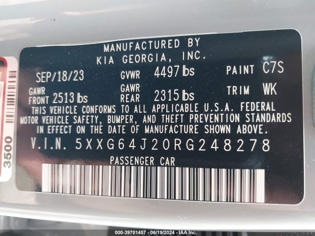 KIA K5 Gt-line 2024 5XXG64J20RG248278 Image 9