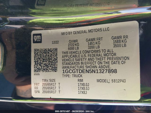 1GCGTDEN5N1327898 Chevrolet Colorado 4wd  Short Box Z71
