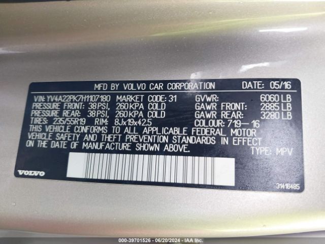 YV4A22PK7H1107180 Volvo Xc90 T6 Momentum