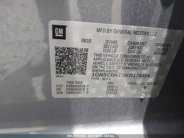 Chevrolet Tahoe Lt 2019 1GNSCBKC6KR174924 Image 9