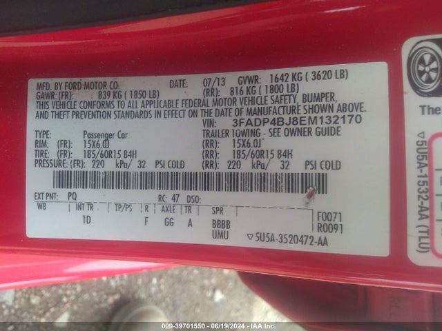 Ford FIESTA SE 2014 3FADP4BJ8EM132170 Image 9