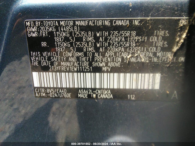 Toyota Rav4 Limited 2014 2T3YFREV1EW111251 Image 9