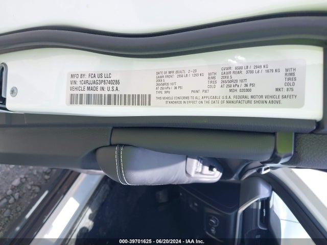 1C4RJJAG3P8740286 Jeep Grand Cherokee L Altitude 4x2