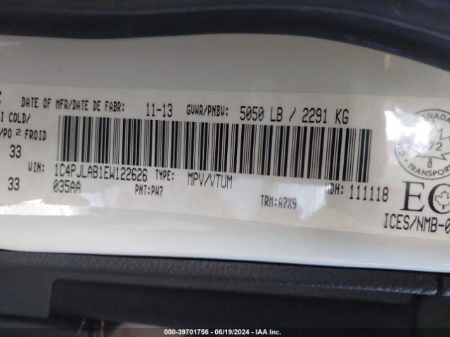 1C4PJLAB1EW122626 Jeep Cherokee Sport