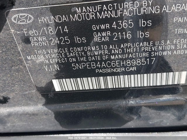 Hyundai SONATA GLS 2014 5NPEB4AC6EH898517 Image 9