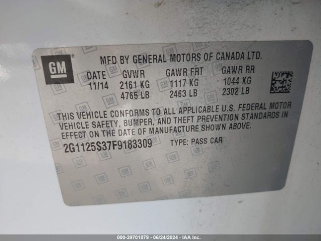 2G1125S37F9183309 Chevrolet Impala 2lt