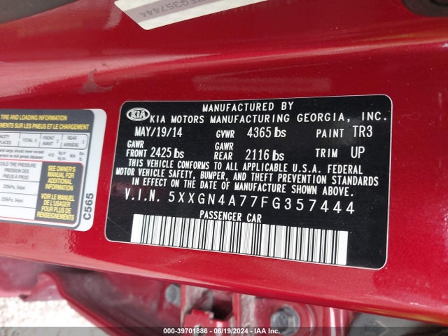 KIA OPTIMA EX 2015 5XXGN4A77FG357444 Image 9