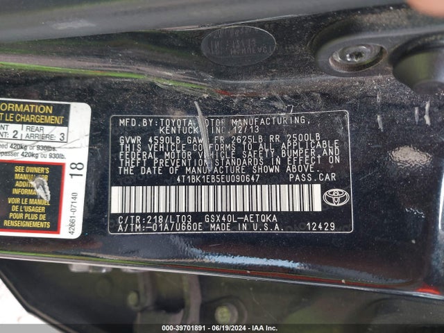Toyota Avalon Xle Touring 2014 4T1BK1EB5EU090647 Image 9