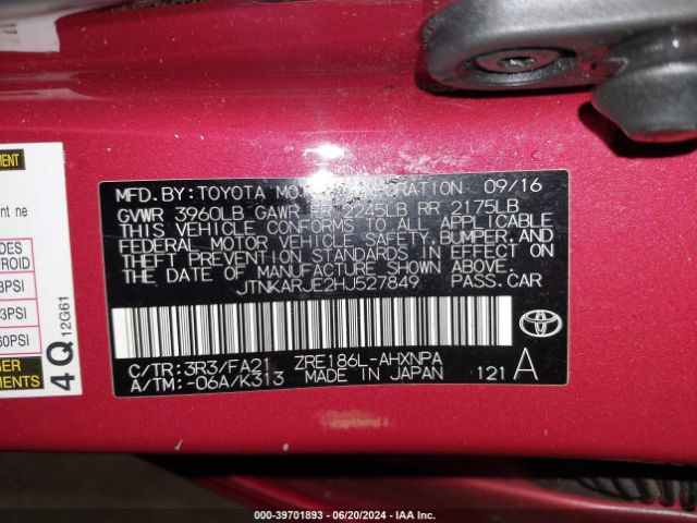 JTNKARJE2HJ527849 Toyota COROLLA IM
