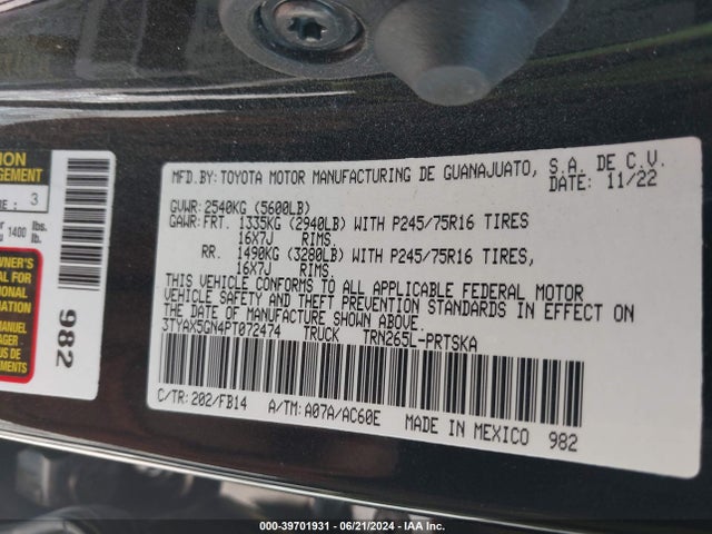 Toyota Tacoma Sr 2023 3TYAX5GN4PT072474 Image 9