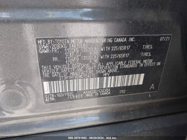 Toyota RAV4 LE 2021 2T3H1RFV7MC154215 Image 9