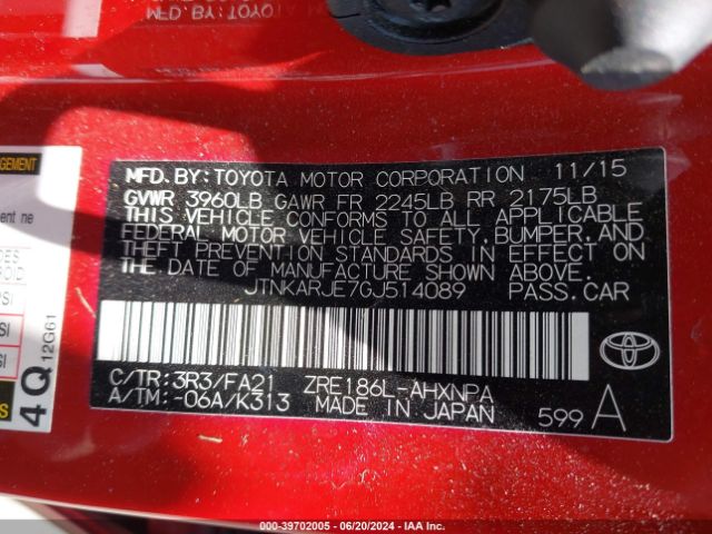 JTNKARJE7GJ514089 Scion IM
