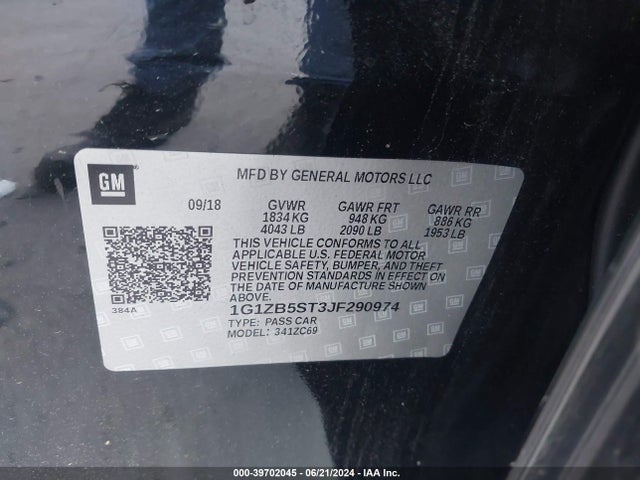 Chevrolet Malibu 1ls 2018 1G1ZB5ST3JF290974 Image 9