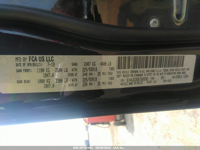 3C4NJDCB3KT826581 Jeep Compass Limited 4x4