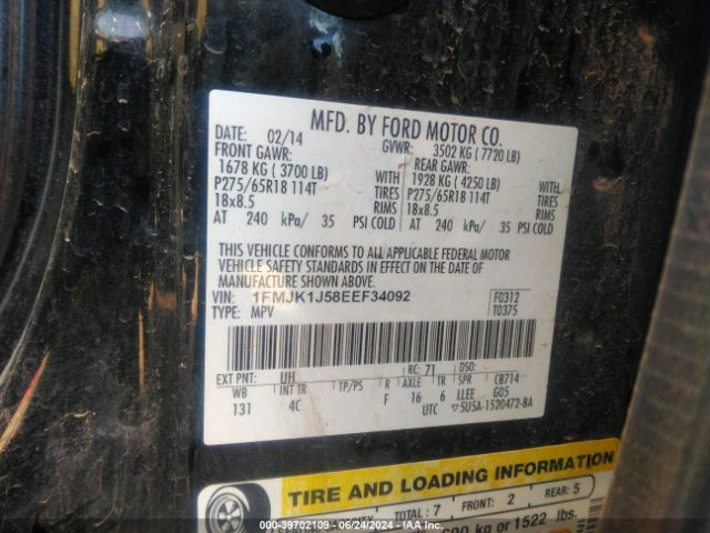 1FMJK1J58EEF34092 Ford Expedition El Xlt