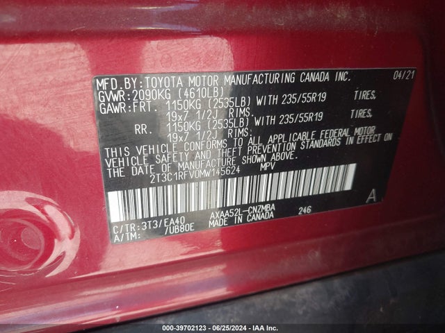 Toyota Rav4 Xle Premium 2021 2T3C1RFV0MW145624 Image 9