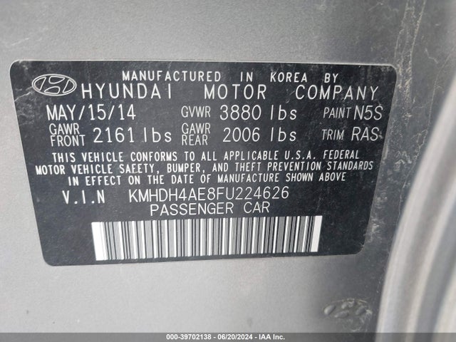 Hyundai ELANTRA SE 2015 KMHDH4AE8FU224626 Image 9