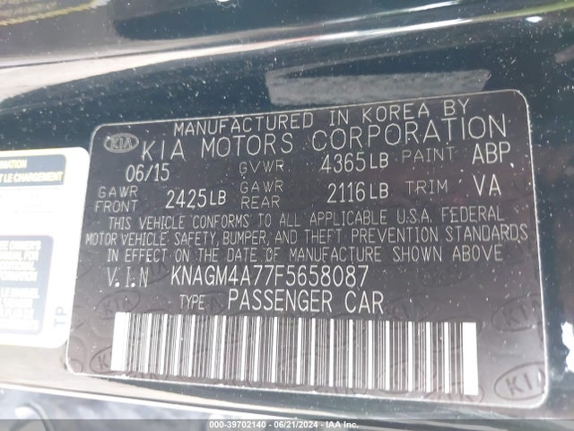 KIA Optima Lx 2015 KNAGM4A77F5658087 Image 9