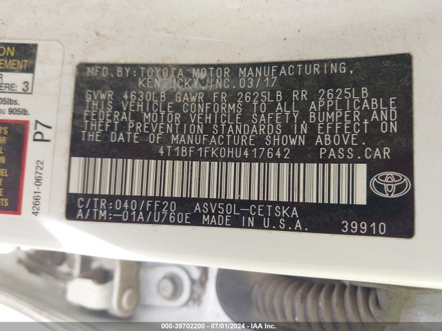 Toyota CAMRY SE 2017 4T1BF1FK0HU417642 Image 9