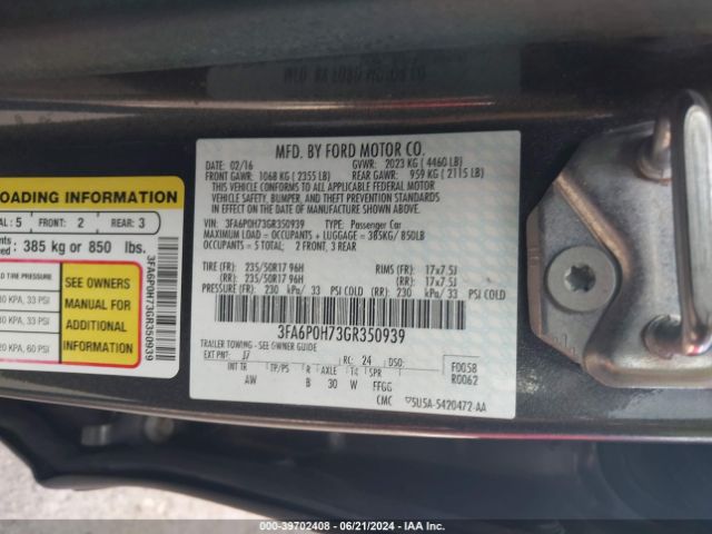 3FA6P0H73GR350939 Ford FUSION SE