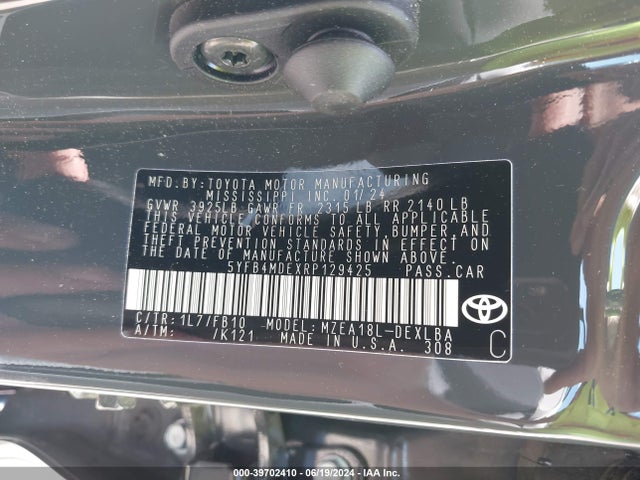 Toyota COROLLA LE 2024 5YFB4MDEXRP129425 Image 9
