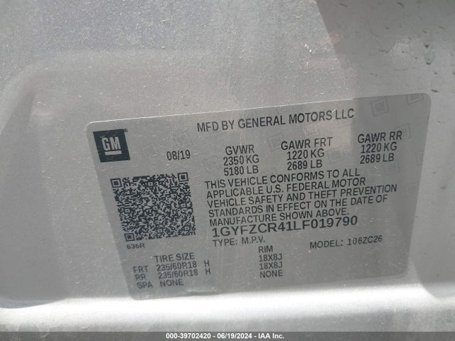1GYFZCR41LF019790 Cadillac Xt4 Fwd Premium Luxury