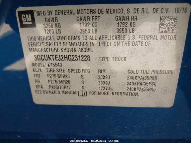3GCUKTEJ2HG231228 Chevrolet Silverado 1500 High Country