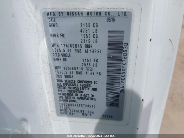 3N6CM0KNXFK720530 Nissan Nv200 S/sv
