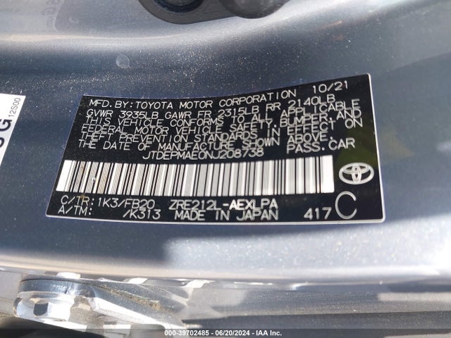 Toyota COROLLA LE 2022 JTDEPMAE0NJ208738 Image 9