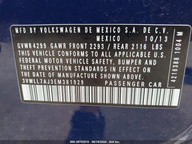 Volkswagen Jetta 2.0l Tdi 2014 3VWLL7AJ3EM381929 Image 9