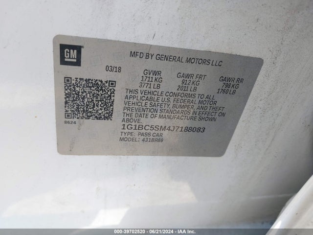 Chevrolet Cruze Ls Auto 2018 1G1BC5SM4J7188083 Image 9