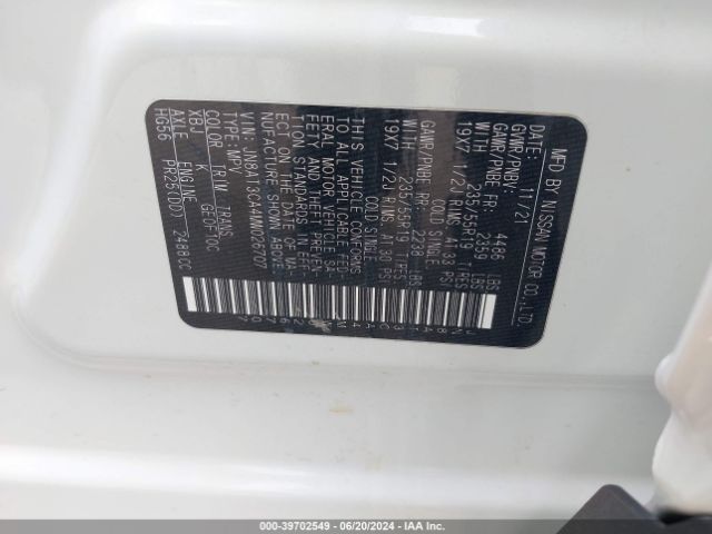 JN8AT3CA4MW026707 Nissan Rogue Sl Fwd