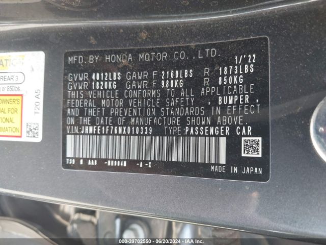 JHMFE1F76NX010339 Honda CIVIC EX