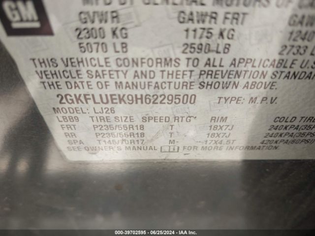 2GKFLUEK9H6229500 GMC Terrain Slt