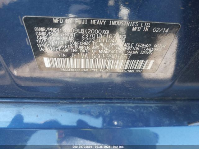 JF1VA1G66F9801657 Subaru Wrx Limited