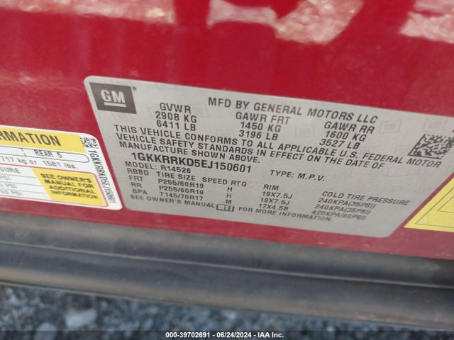1GKKRRKD5EJ150601 GMC Acadia Slt-1