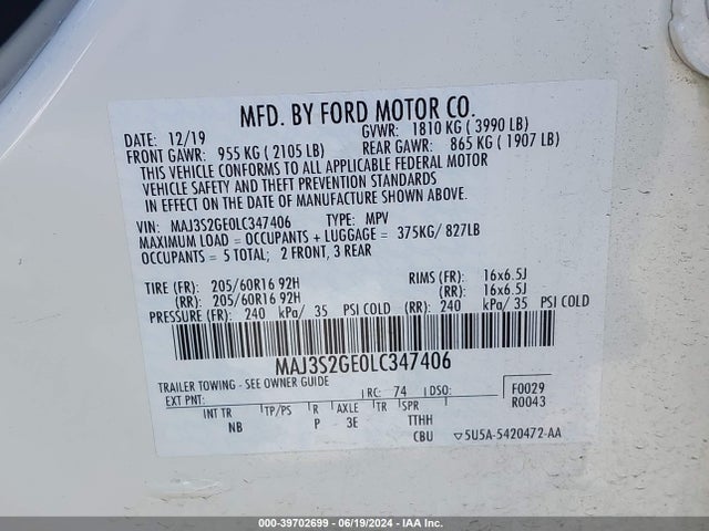 Ford Ecosport Se 2020 MAJ3S2GE0LC347406 Image 9