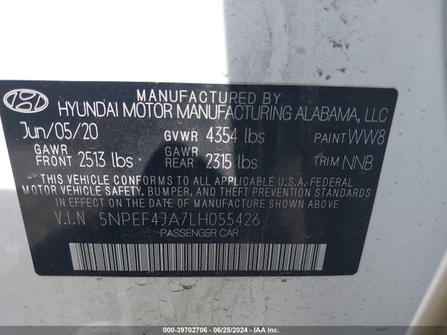 Hyundai SONATA SEL 2020 5NPEF4JA7LH055426 Image 9