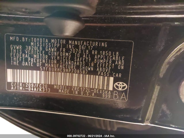 Toyota COROLLA SE 2017 5YFBURHE9HP708587 Image 9