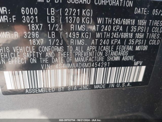4S4WMAAD6M3454291 Subaru Ascent
