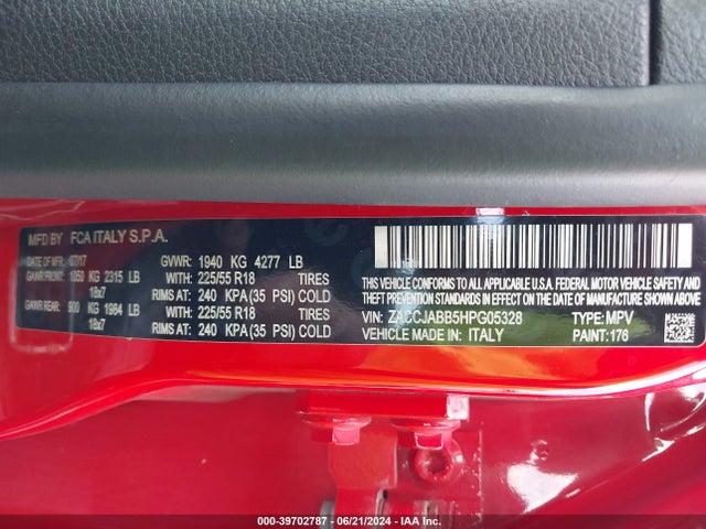 ZACCJABB5HPG05328 Jeep Renegade Altitude Fwd