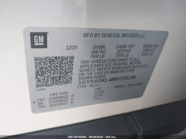 1GYS4GKL4MR234196 Cadillac Escalade 4wd Sport Platinum