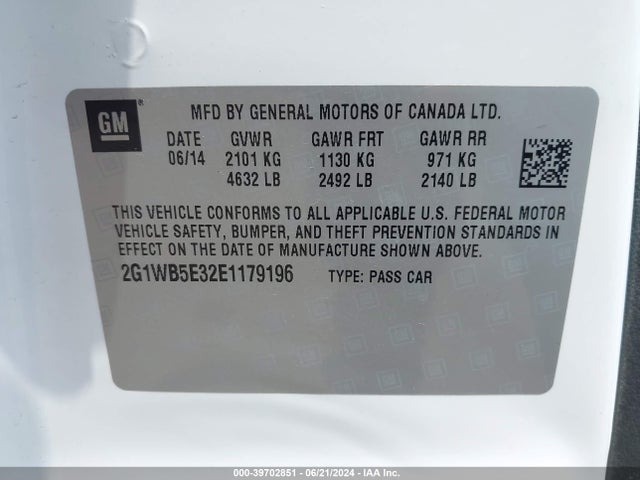 Chevrolet Impala Limited Lt 2014 2G1WB5E32E1179196 Image 9