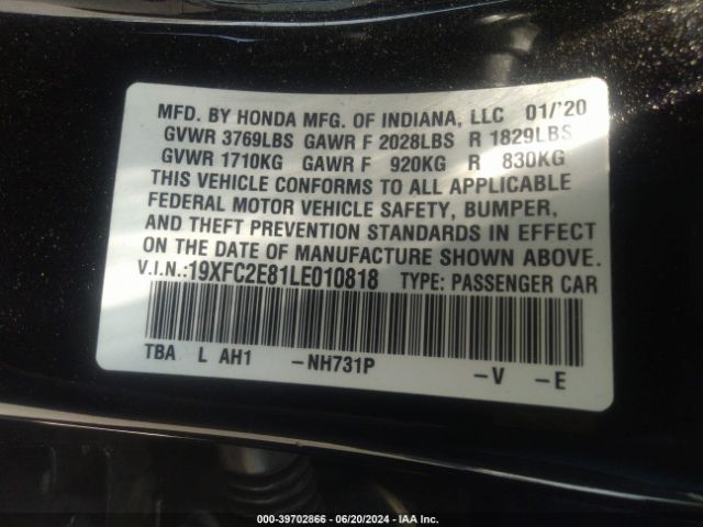 19XFC2E81LE010818 Honda Civic Sport