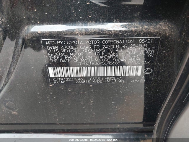 JTHGZ1B26M5045685 Lexus Is 350 F Sport