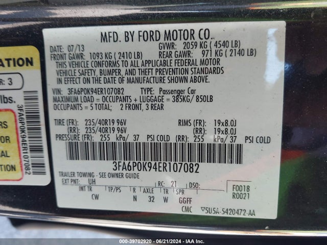 Ford Fusion Titanium 2014 3FA6P0K94ER107082 Image 9